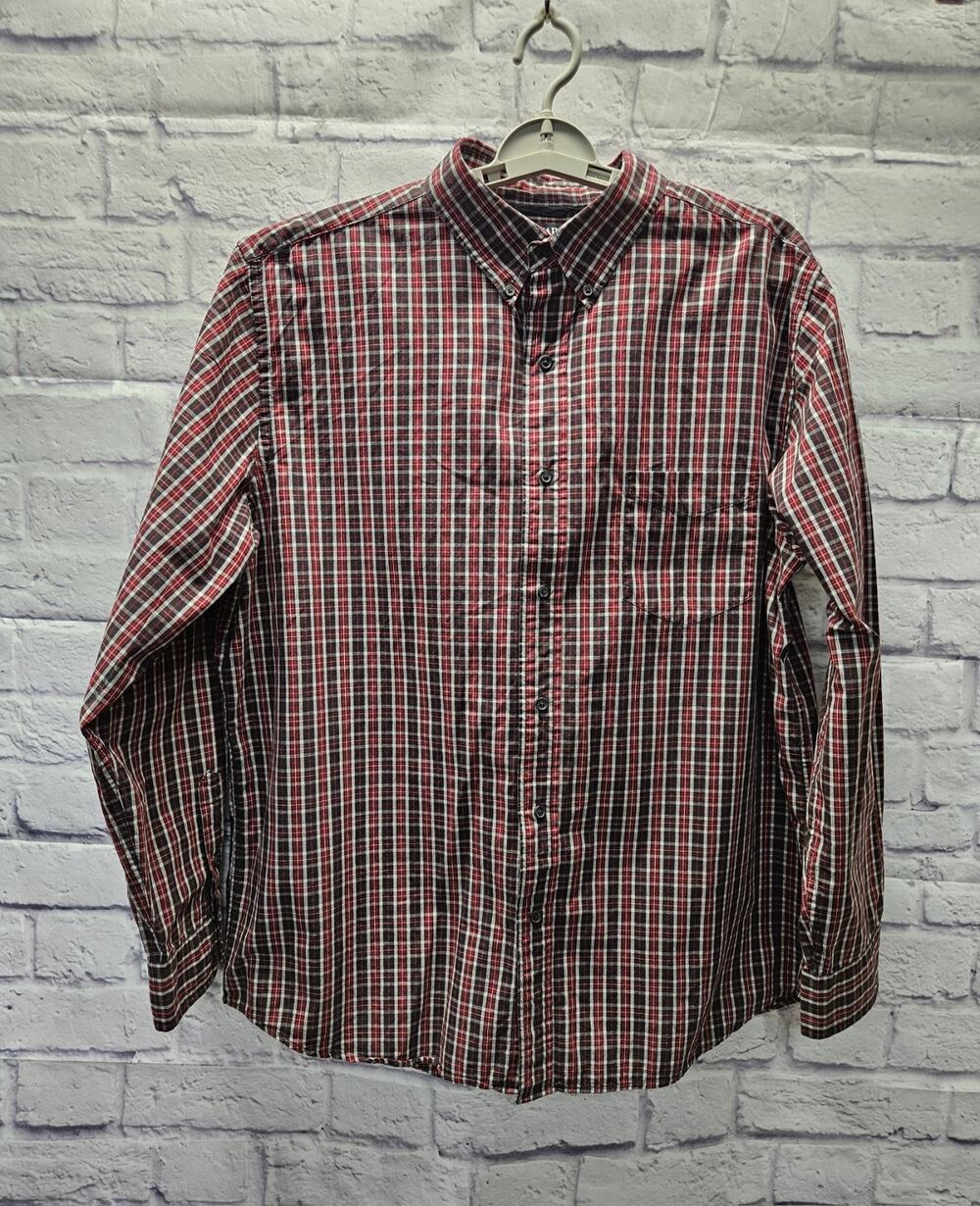 Chaps Ralph Lauren Mens XL Plaid Button Down Flannel Shirt Red Black Classic Fit
